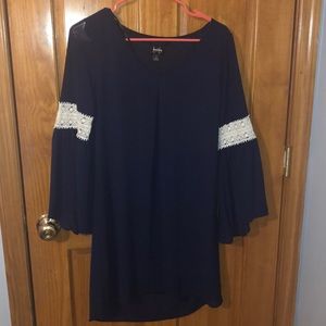 Navy dress with bell sleeves